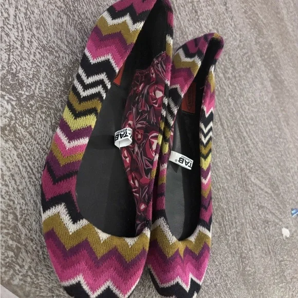 Missoni Multicolor Zigzag Flats Pink Green Black White - Picture 3 of 7